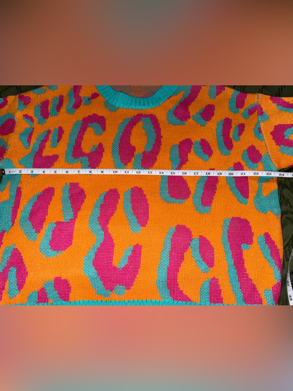 Orange Leopard Print Sweater - Picture 2 of 5